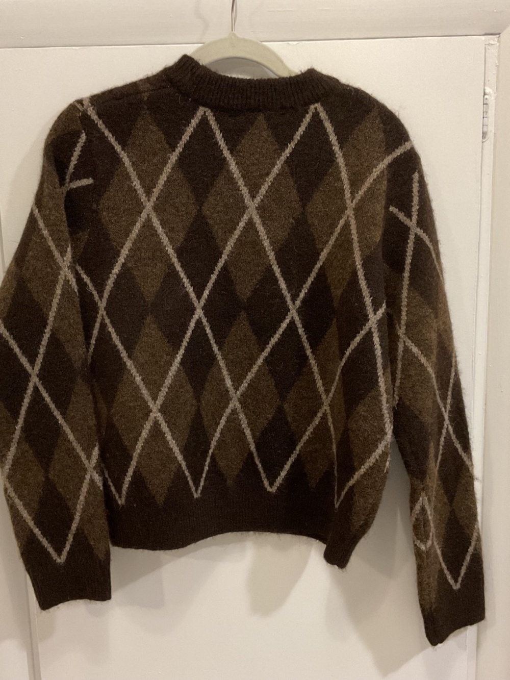 Zara Brown Argyle Sweater, Size M - Picture 4 of 4